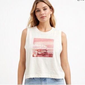 2/40$ NWT OldNavy cotton boxy muscle tee white pink tank top cami summer surf XL